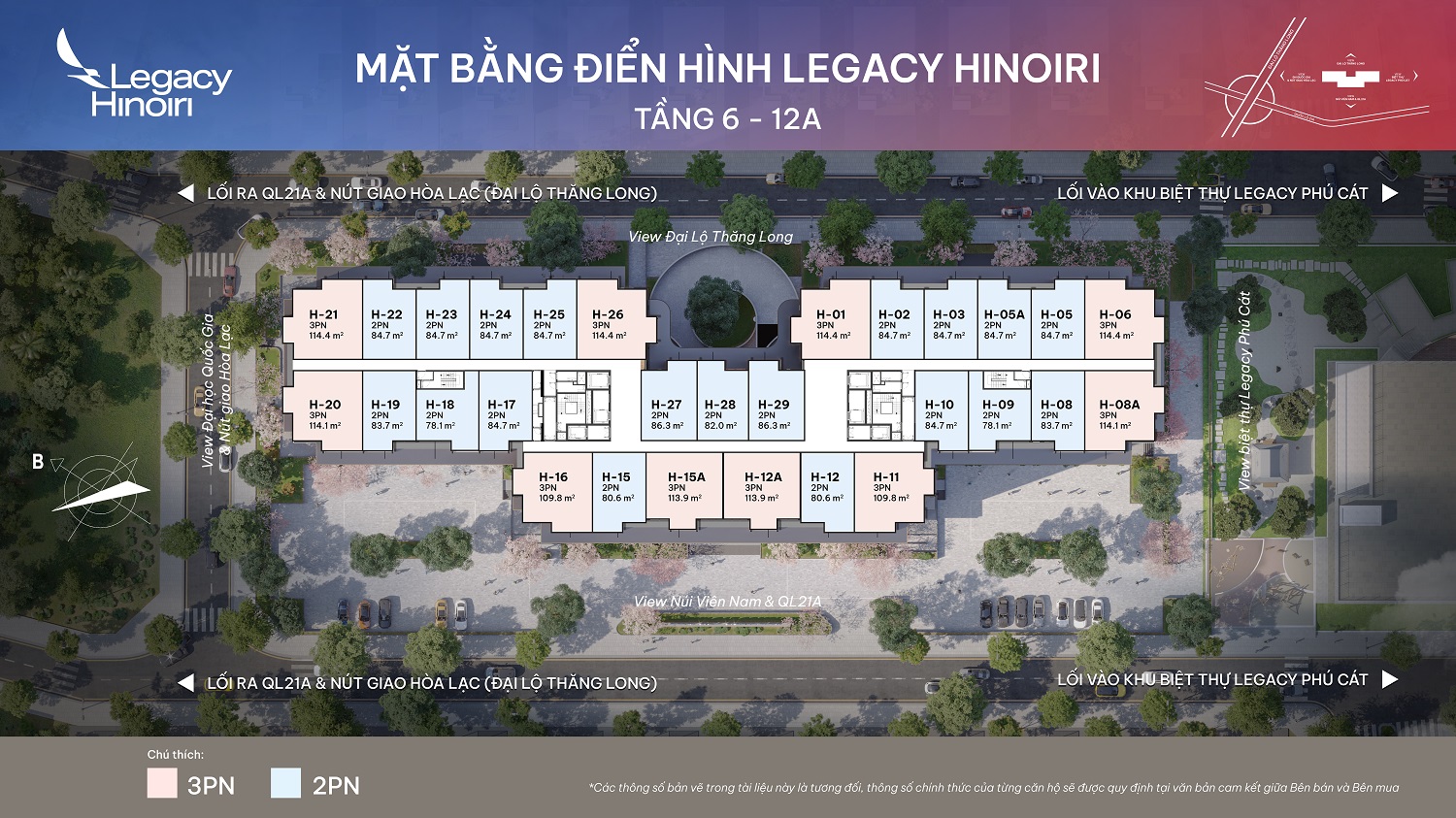 Mặt bằng điển hình tầng 6-12A chung cư Legacy Hinoiri